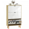 HOMCOM Narrow Shoe Cabinet, 3 Flip Drawers Shoe Storage Cabinet, White