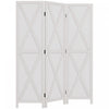 Homcom 3-panel Privacy Screen With Foldable Design Wood Frame White 5.6ft