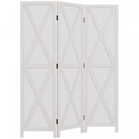 Homcom 3-panel Privacy Screen With Foldable Design Wood Frame White 5.6ft