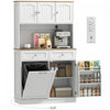 HOMCOM 68\" Pantry Cabinet, Kitchen Cabinet with Charging Station, White