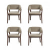 Blake Modern Faux Mohair Wood Armchair in Linen - Set of 4 Dining Chair