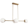 Dainolite Dayana 4 Light Horizontal Pendant Aged Brass Finish White Opal Glass Lamp