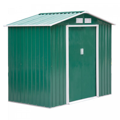 Outsunny 7' X 4.3' X 6.1' Garden Storage Shed Outdoor Patio Yard Metal Tool Storage House W/ Steel F|Outsunny Abri De Jardin 7' X 4' X 6' Abri De Jardin Exterieur Patio Maison De Stockage D'outils En M