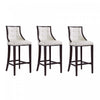 Fifth Avenue Traditional Wood Upholstered Barstool in Pearl White - Set of 3