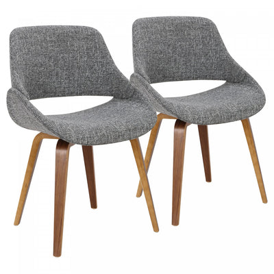LumiSource Fabrico Grey Fabric Mid-Century Modern Dining Accent Chair - Set of 2|Chaise d’appoint de salle à manger moderne du milieu du 20e siècle Fabrico en tissu gris - ensemble de 2