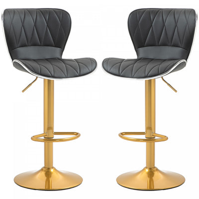 HOMCOM Height Adjustable Bar Stools Set of 2, Swivel Counter Stools