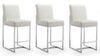 Element Modern Metal Upholstered Counter Stool in Pearl White - Set of 3