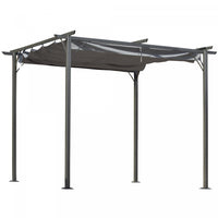 Outsunny 10' X 10' Outdoor Retractable Pergola Canopy, Metal Patio Shade Shelter For Backyard, Porch
