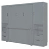 Joyce Closet Queen Murphy Bed With Drawers And Shelves - Grey