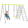 Outsunny 4 In 1 Metal Swing Set With Double Swings, Climber, Climbing Net, Heavy Duty Swing Set For Kids, Toddlers, Backyard, Outdoor, Playground, Green