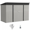 Outsunny 9' X 4' Galvanized Steel Storage Shed With Lockable Doors, Vents