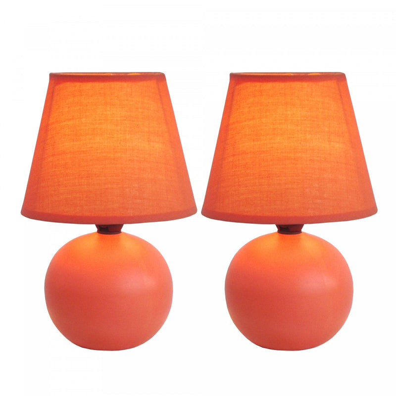 Simple Designs Mini Ceramic Globe 2Piece Table Lamp Set Orange The