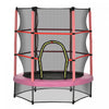 Outsunny 55\" Kids Trampoline with Enclosure Net Steel Frame Indoor Round Bouncer Rebounder Age 3 to 6 Years Old, Pink