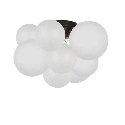 Dainolite Miles 3 Light Flush Mount Matte Black Frosted Glass Lamp|Plafonnier affleuré Miles de Dainolite en verre givré, avec fini noir mat et 3 ampoules