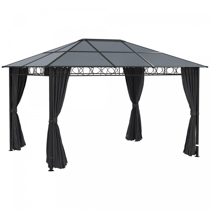 Outsunny 13' X 10' Hardtop Gazebo Canopy, Outdoor Patio Gazebo, Dark Grey