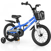 Costway 16\" Kid's Bike With Removable Training Wheels & Basket For 4-7 Years Old Blue