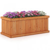 Costway Raised Garden Bed Fir Wood Rectangle Planter Box With Drainage Holes Orange