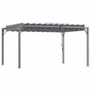 Outsunny 12.8' X 9.7' Outdoor Louvered Pergola With Retractable Roof, Grey