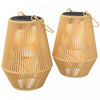 Outsunny Solar Lanterns Outdoor, 2 Pack Wicker Waterproof Outdoor Hanging Lights, Auto On/Off Decorative Solar Table Lamp Lanterns for Patio, Pathway, Lawn, Porch, Tree, Brown