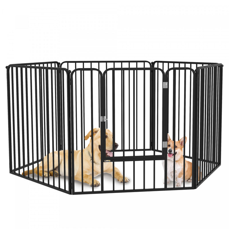 Pawhut Heavy Duty Dog Playpen, Steel Dog Pen With Door, Pet
