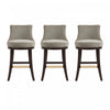 Lucia Modern Chenille Wood Upholstered Barstool in Taupe - Set of 3