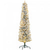 Homcom 6 Foot Snow Flocked Artificial Pencil Christmas Tree With Lights