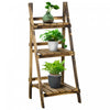 Outsunny Outdoor Plant Stand, Foldable Flower Stand 3-tier Wooden Plant Shelf For Garden Indoor Outdoor, 16\" X 15\" X 37\"