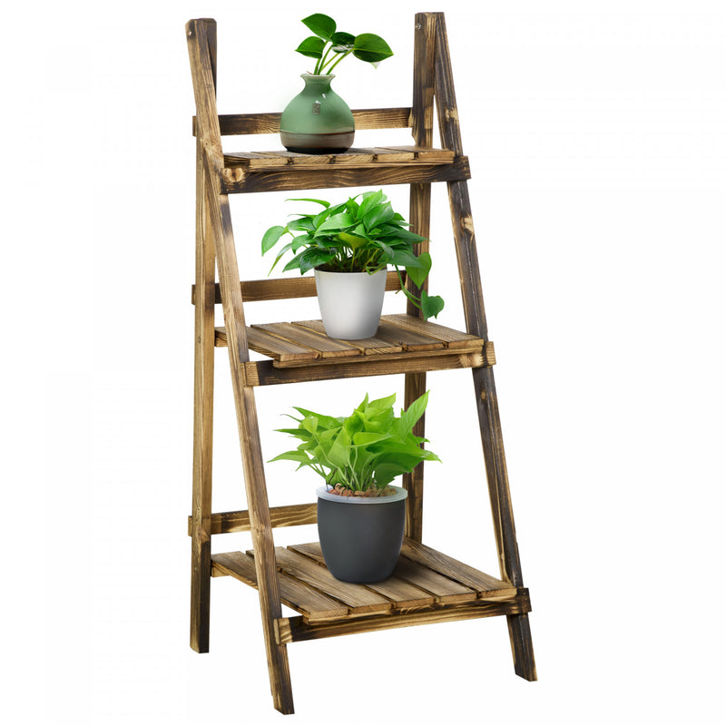 le petit jardin wooden 3-shelf indoor-outdoor plant stand Outsunny Outdoor Plant Stand, Foldable Flower Stand 3-tier Wooden P