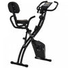Soozier 2 In 1 Upright Exercise Bike Stationary Foldable Magnetic Recumbent Cycling With Arm Resistance Bands Black
