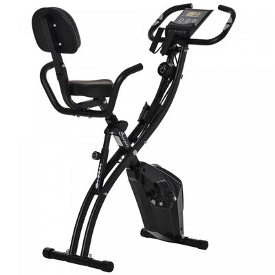 Soozier 2 In 1 Upright Exercise Bike Stationary Foldable Magnetic Recumbent Cycling With Arm Resista|Soozier Velo D'exercice Droit 2 En 1 Stationnaire Pliable Magnetique Velo Couche Avec Bandes De Resi