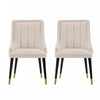 Eda Modern Wood Upholstered Dining Chair in Cream - Set of 2