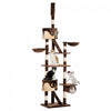 Pawhut 94\"-102\" Huge Cat Tree Ceiling High Cat Condo Scratching Post Activity Center Multi-level Play House Brown