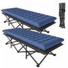 Outsunny Set of 2 Camping Cot with Pad, 32\" Extra Wide Folding Cots, Blue