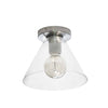 Dainolite Roswell 1 Light Flush Mount Large Satin Chrome Clear Glass Lamp