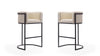Cosmopolitan Mid-Century Modern Metal Upholstered Barstool in Cream - Set of 2 Bar Stool