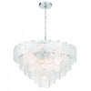 Bianca 19 Light Chandelier, Polished Nickel, Crystalline With Piastra Type Glassware