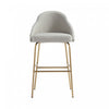 Gracie Modern Metal Upholstered Barstool in Stone Gray and Gold Bar Stool