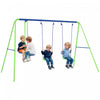 Outsunny 3 in 1 Metal Swing Set with Double Swings, Glider, Kids Swing Set for Backyard, Outdoor, Playground, Green