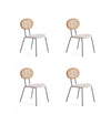 Jardin Industry Chic Cane Back Upholstered Dining Chair in Oatmeal and Natural - Set of 4
