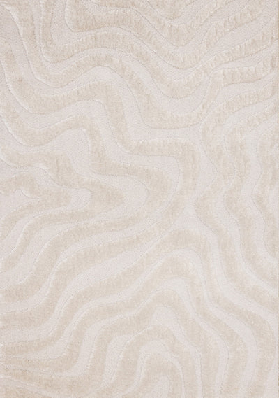 Lincoln Modern Luxurious Plush White Curves Area Rug - 6'7" x 9'6"|Carpette moderne, luxueuse et moelleuse Lincoln blanche à motif de courbes - 6 pi 7 po x 9 pi 6 po