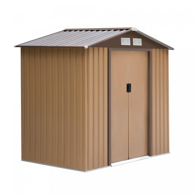 Outsunny 7' X 4' X 6' Garden Storage Shed Outdoor Patio Yard Metal Tool Storage House W/ Steel Floor|Outsunny 7' X 4' X 6' Abri De Jardin Hangar De Rangement Patio Exterieur Metal Rangement Outil Maiso