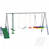 Qaba 5-in-1 Swing Sets for Backyard, 770lbs Capacity Metal Outdoor Playset with A-Frame, Slide, Saucer Swing, Belt Swing, Glider and Standing Swing, Adjustable Height, Multicolour