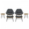 Benson Modern 3-Piece Lounge Chair Set in Gray - Set of 6