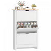 HOMCOM Narrow Shoe Cabinet for Entryway w/ 3 Flip Drawers Adjustable Shelf
