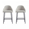 Gracie Modern Metal Upholstered Counter Stool in Stone Gray and Black - Set of 2