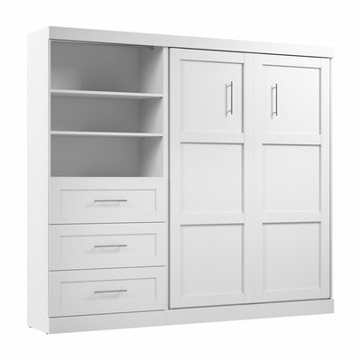 Bestar Pur Full Murphy Bed and Storage Unit with Drawers 95-Inch Wall Bed - White|Lit double escamotable mural Pur de Bestar de 95 po avec rangement et tiroirs - blanc