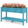 Costway Hips Raised Garden Bed Poly Wood Elevated Planter Box With Legs, Storage Shelf Blue