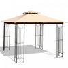 Costway 10' X 10' Patio Canopy Gazebo Outdoor 2-tier Steel Tent Heavy-duty L-shaped