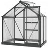 Outsunny 6' X 4' Clear Polycarbonate Greenhouse Walk-in Green House Garden Plants Grow Galvanized Base Aluminum Frame With Rain Gutter, Vent And Sliding Door, Grey