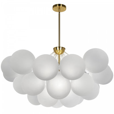 Dainolite Miles 8 Light Chandelier Aged Brass Frosted White Glass Lamp|Lustre Miles de Dainolite en verre blanc givré, avec fini laiton vieilli et 8 ampoules